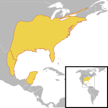 Thryothorus ludovicianus species distribution map.svg