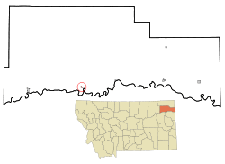 Location of Poplar, Montana