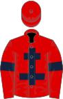 Red, dark blue cross of lorraine and armlets