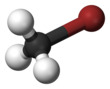 Ball and stick model of bromomethane