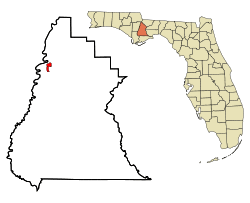 Location in Liberty County and the state of Florida