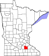 State map highlighting Rice County