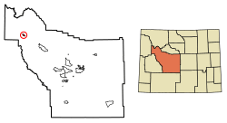 Location of Dubois in Fremont County, Wyoming.