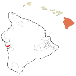 Location in Hawaii County and the state of Hawaii