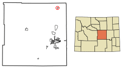 Location of Midwest in Natrona County, Wyoming.