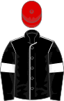 Black, white seams and armlets, red cap