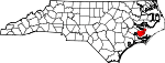State map highlighting Pamlico County