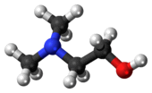 Ball-and-stick model of the dimethylethanolamine molecule