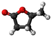 Ball-and-stick model of the γ-valerolactone molecule