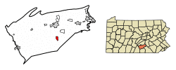 Location of Mount Holly Springs in Cumberland County, Pennsylvania.