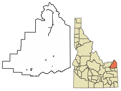 Location of Drummond in Fremont County, Idaho.
