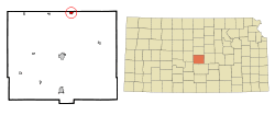 Location within Rice County and Kansas