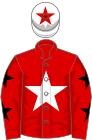 Red, white star, red sleeves, black stars, white cap, red star