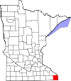 State map highlighting Houston County