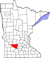 State map highlighting Renville County