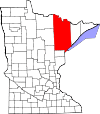 State map highlighting Saint Louis County