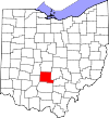 State map highlighting Pickaway County