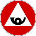 "Give way to coaches on mountain roads" road sign from Italy (deprecated in 1992)