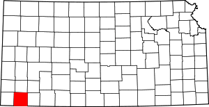 Map of Kansas highlighting Stevens County