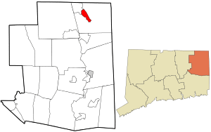 Windham County Connecticut incorporated and unincorporated areas North Grosvenor Dale highlighted.svg