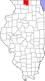 Map of Illinois highlighting Winnebago County