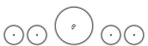 Diagram of two small leading wheels, a single large driving wheel and two small trailing wheels