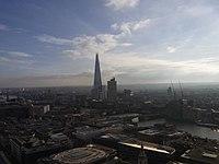 The Shard, completed in 2012 at London Bridge, is London's tallest building at 309.6m. Shown here in December, 2019 with Guy's Hospital to the right