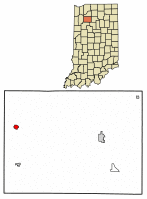 Location of Medaryville in Pulaski County, Indiana.