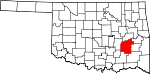 State map highlighting Pittsburg County