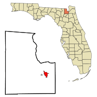 Location in Baker County and the state of Florida