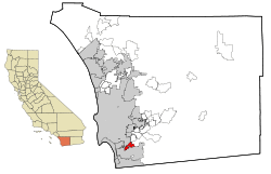 Location in San Diego County and the state of California