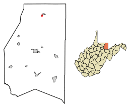 Location of Bruceton Mills in Preston County, West Virginia.