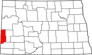 Map of North Dakota highlighting Golden Valley County