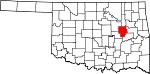 State map highlighting Okmulgee County