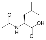 Stereo, skeletal model of acetylleucine (S)