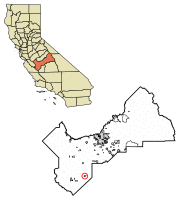 Location of Huron in Fresno County, California.