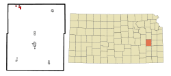 Location within Coffey County and Kansas