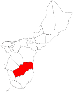 Location of Talofofo within the Territory of Guam.