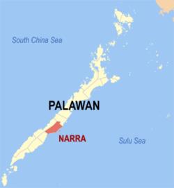 Map of Palawan with Narra highlighted