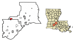 Location of Eunice in St. Landry Parish, Louisiana.