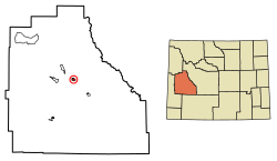 Location of Pinedale in Sublette County, Wyoming.
