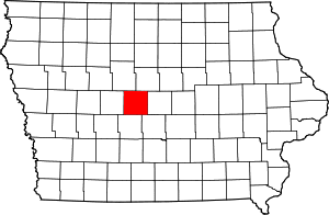 Map of Iowa highlighting Boone County