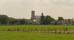 Abdijkerk Grimbergen vanaf Lintbos.jpg