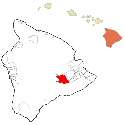 Location in Hawaii County and the state of Hawaii