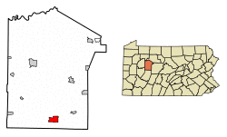 Location of Punxsutawney in Jefferson County, Pennsylvania.