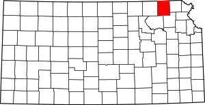 Map of Kansas highlighting Nemaha County