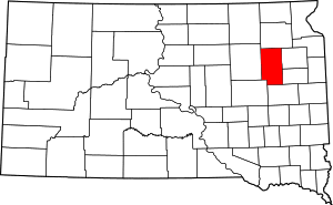 Map of South Dakota highlighting Clark County