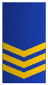three gold chevrons on a blue background