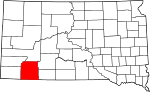 State map highlighting Oglala Lakota County