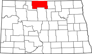 Map of North Dakota highlighting Bottineau County